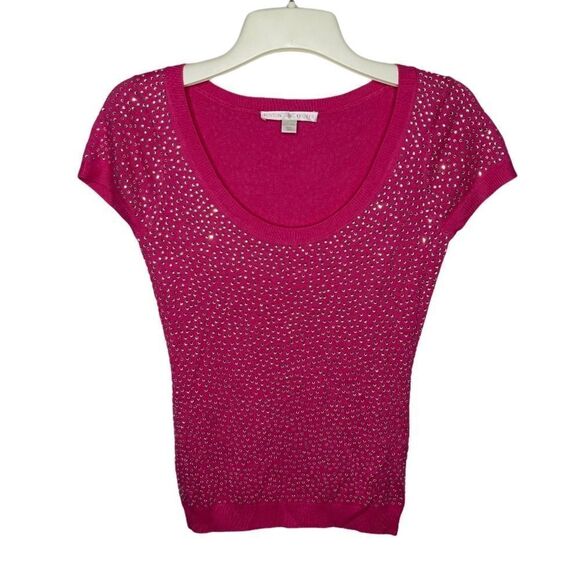 Boston Proper Rhinestone Sweater Pink - Picture 1 of 8
